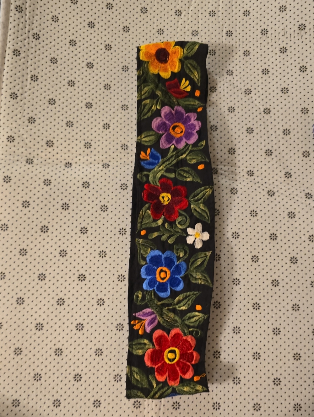 Black Floral Embroidered Belt